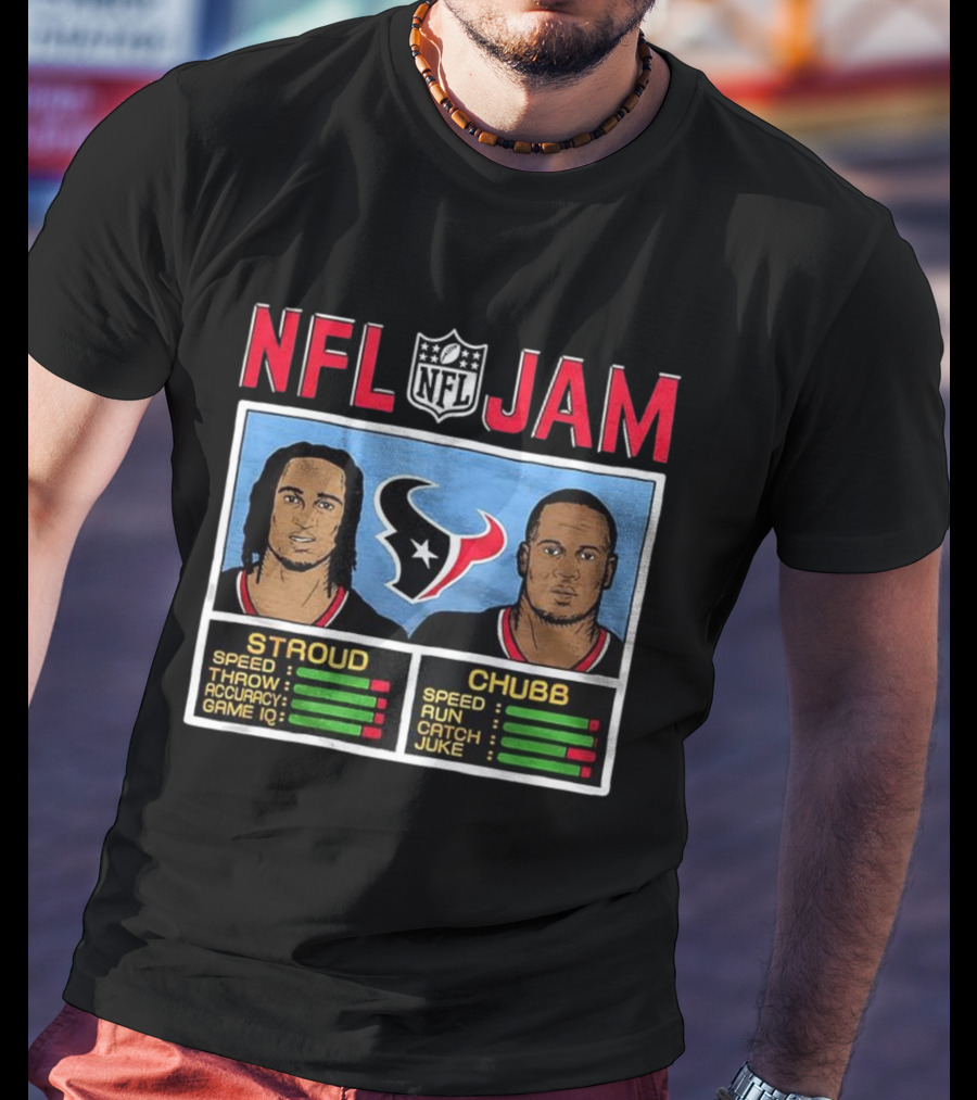 Houston Texans NFL Jam CJ Stroud Nick Chubb Classic Video Game Style T-Shirt