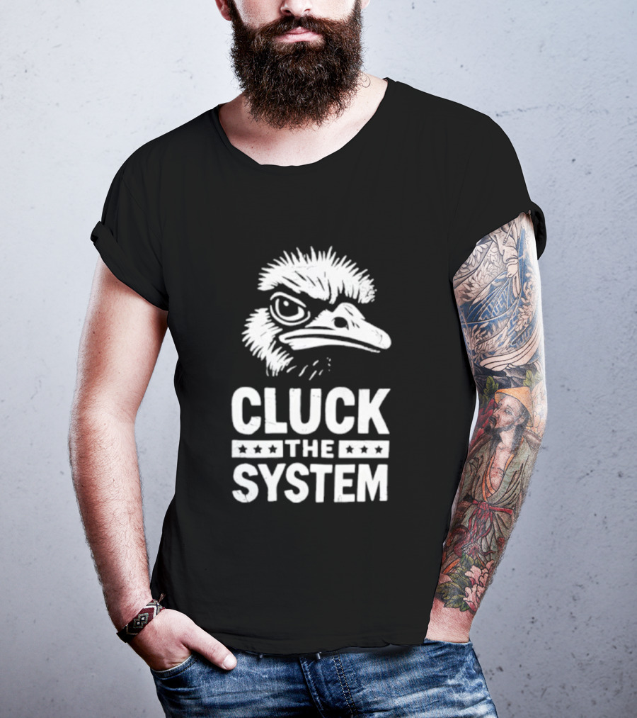 Bold Eagle Head Cluck The System Protest T-Shirt
