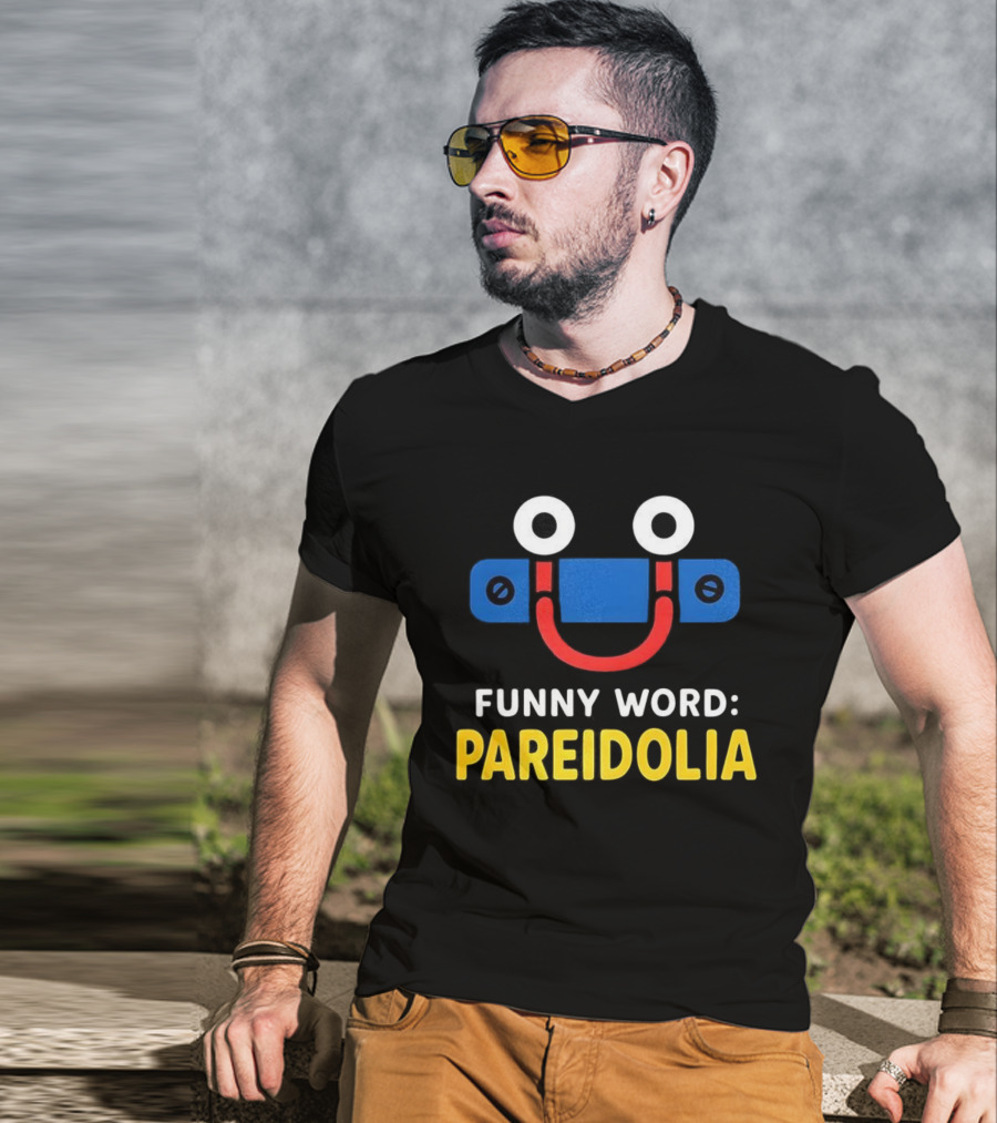 Funny Word Pareidolia Smiling Face Design T-Shirt