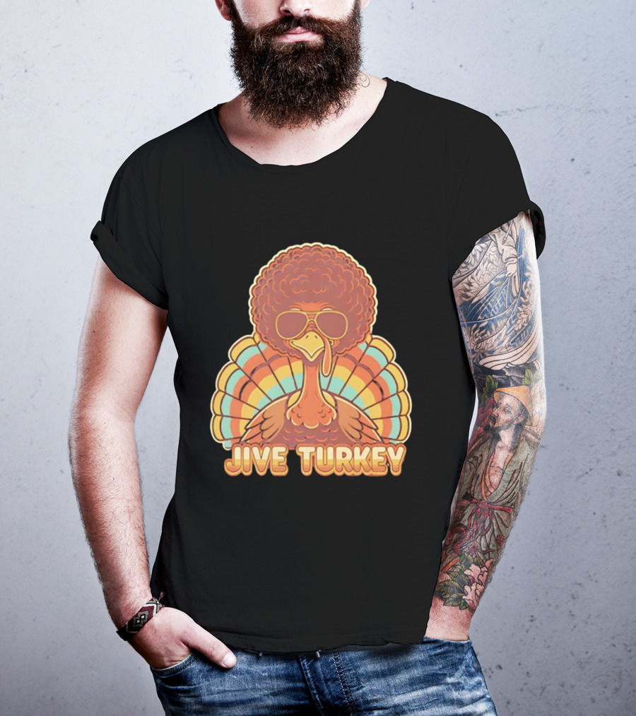 Jive Turkey Retro Thanksgiving Afro Sunglasses T-Shirt