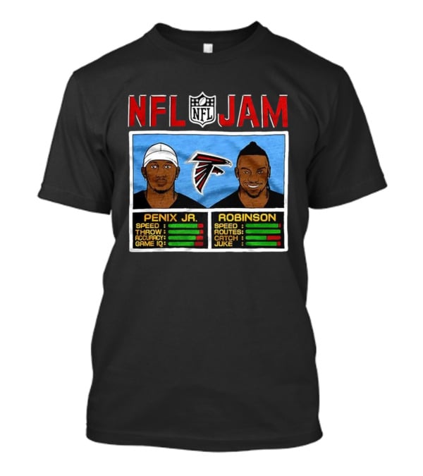 NFL Jam Michael Penix Jr Bijan Robinson Atlanta Falcons Classic Video Game Style T-Shirt