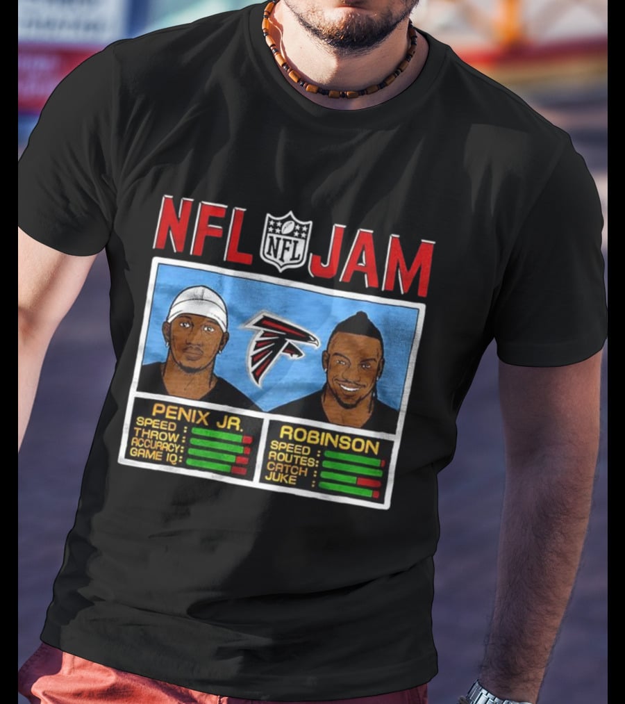 NFL Jam Michael Penix Jr Bijan Robinson Atlanta Falcons Classic Video Game Style T-Shirt