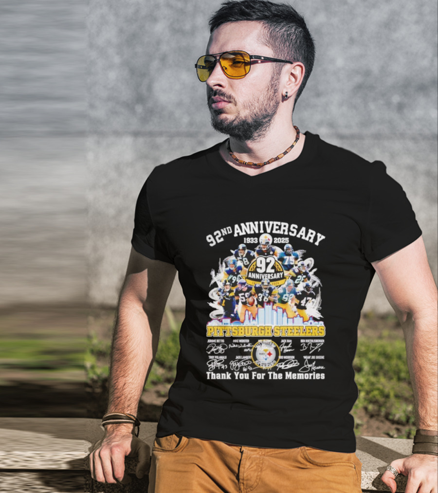 Pittsburgh Steelers 92nd Anniversary 1933-2025 Thank You For The Memories 92 Anniversary 1933-2025 T-Shirt