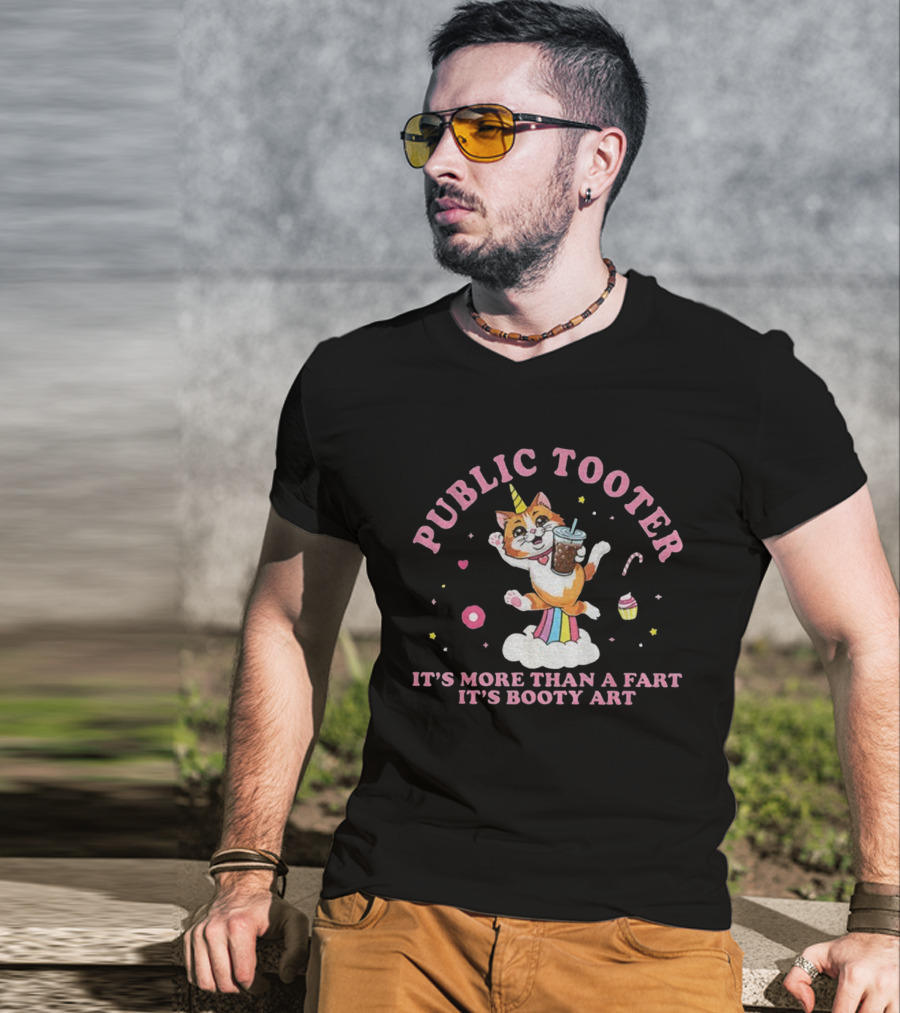 PUBLIC TOOTER IT'S MORE THAN A FART IT'S BOOTY ART CUTE UNICORN CAT DRINKING STRAW CUP RAINBOW CLOUD DONUT PLANET T-Shirt