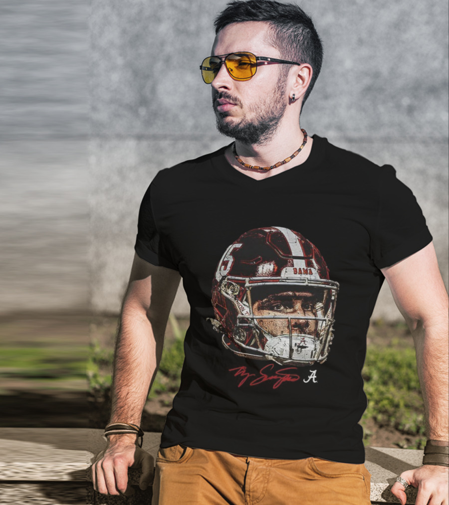 Ty Simpson 15 Bama Alabama Crimson Tide Football Helmet 2025 T-Shirt