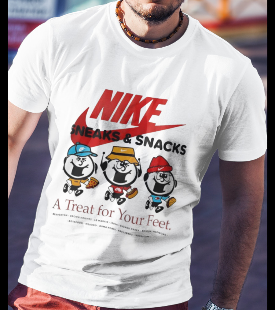 NIKE Sneaks And Snacks A Treat For Your Feet Pizza Burgers Tacos T-Shirt