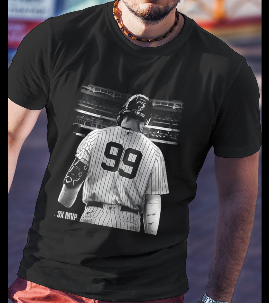 New York Yankees Aaron Judge 99 Baseball Player Back View Behind 3X MVP T-Shirt