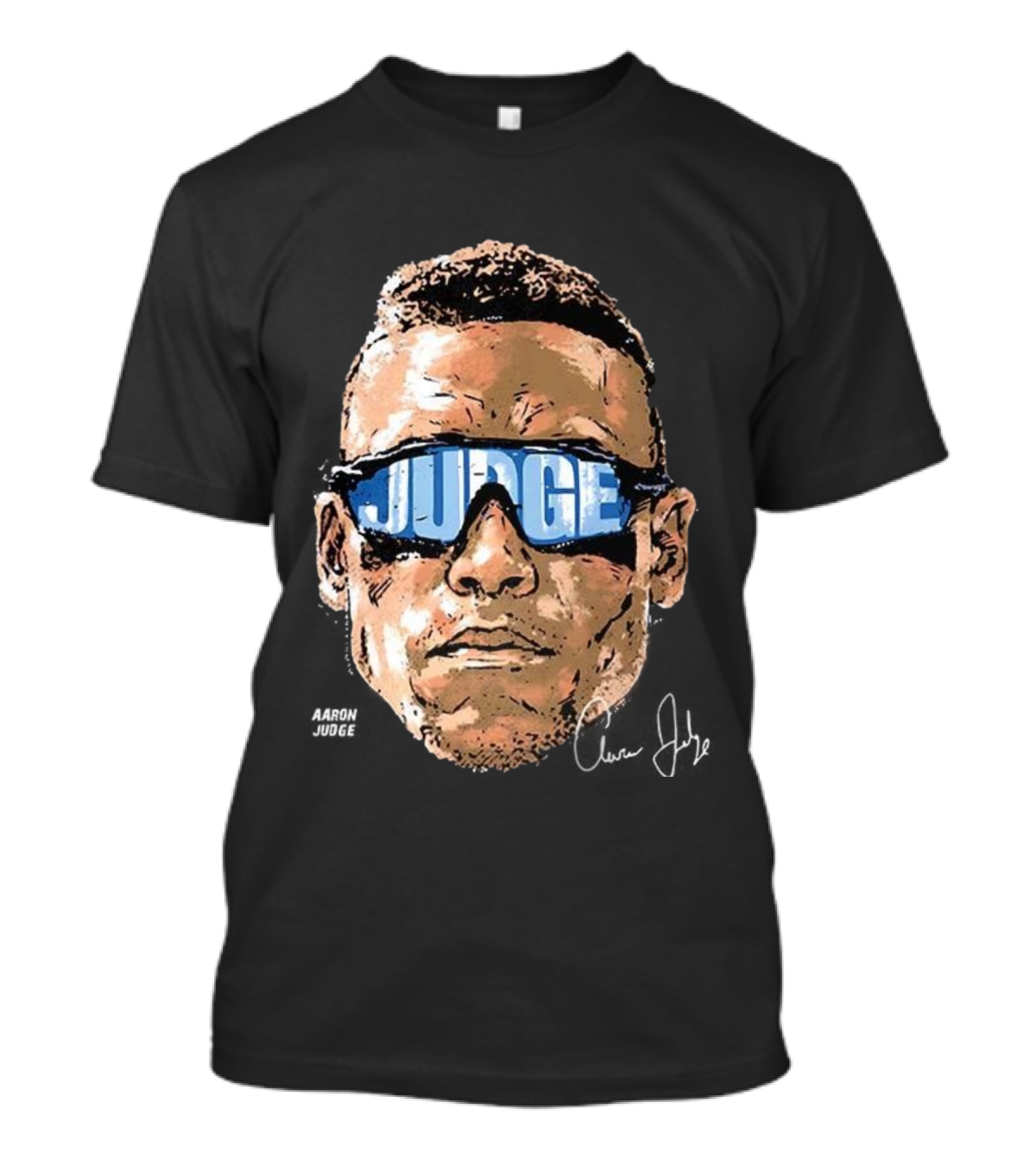 Aaron Judge New York Yankees Baseball Big Head Glasses Judge Signature T-Shirt