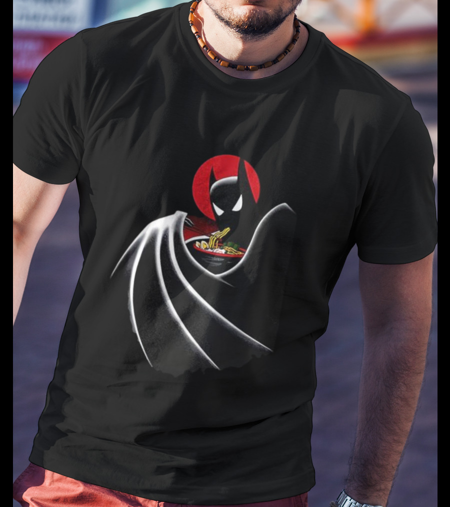 Batman Enjoying Ramen Under Red Sun T-Shirt
