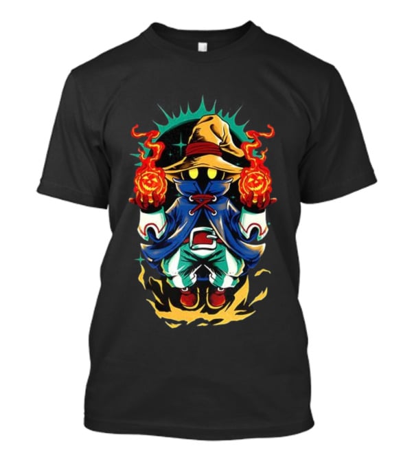 Black Mage Final Fantasy Pumpkin Fireball Halloween Magic T-Shirt