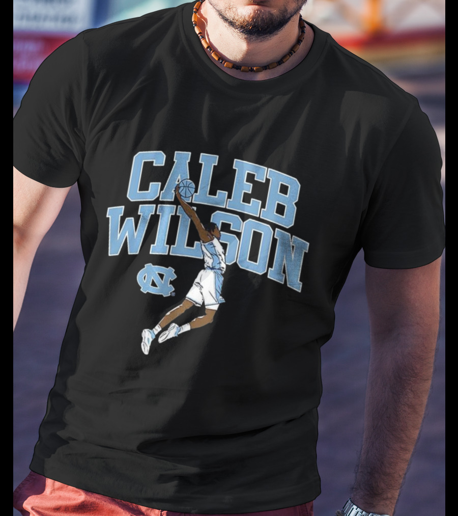 Caleb Wilson North Carolina Tar Heels Basketball Action Pose T-Shirt
