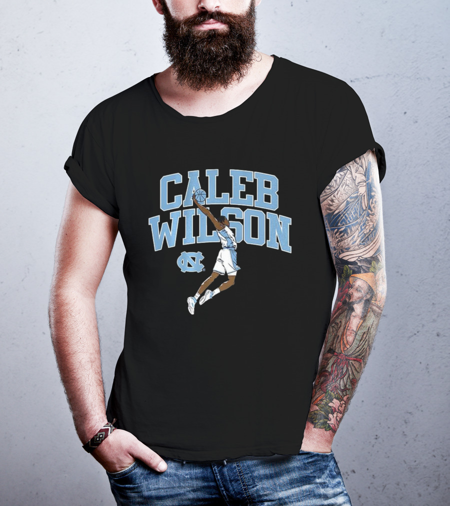 Caleb Wilson North Carolina Tar Heels Basketball Action Pose T-Shirt