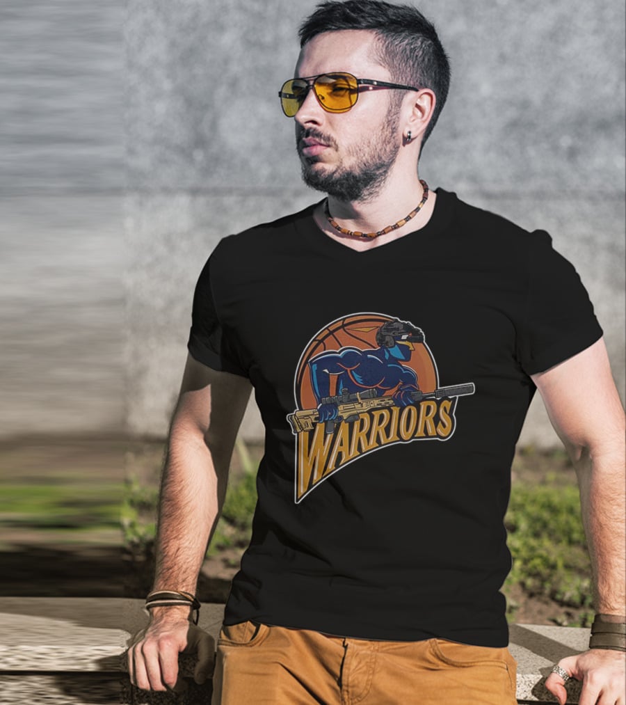 Golden State Warriors Basketball Soldier Armed Warrior T-Shirt