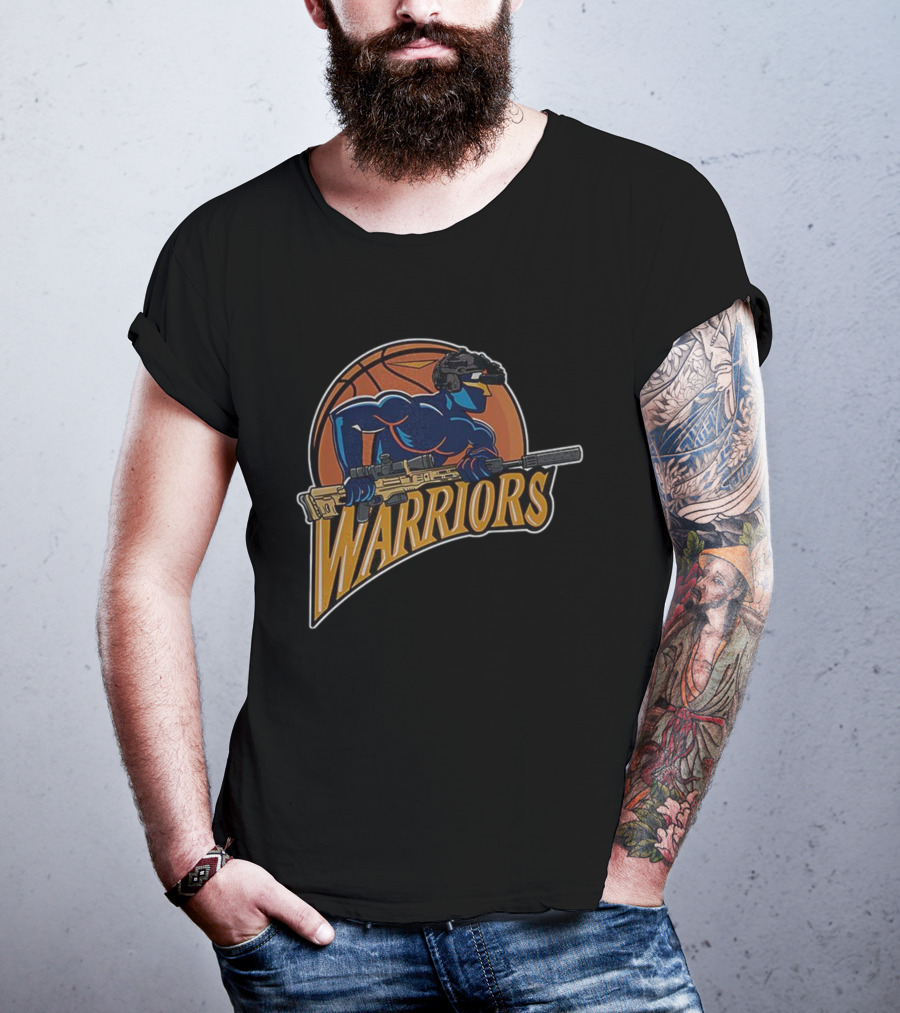 Golden State Warriors Basketball Soldier Armed Warrior T-Shirt