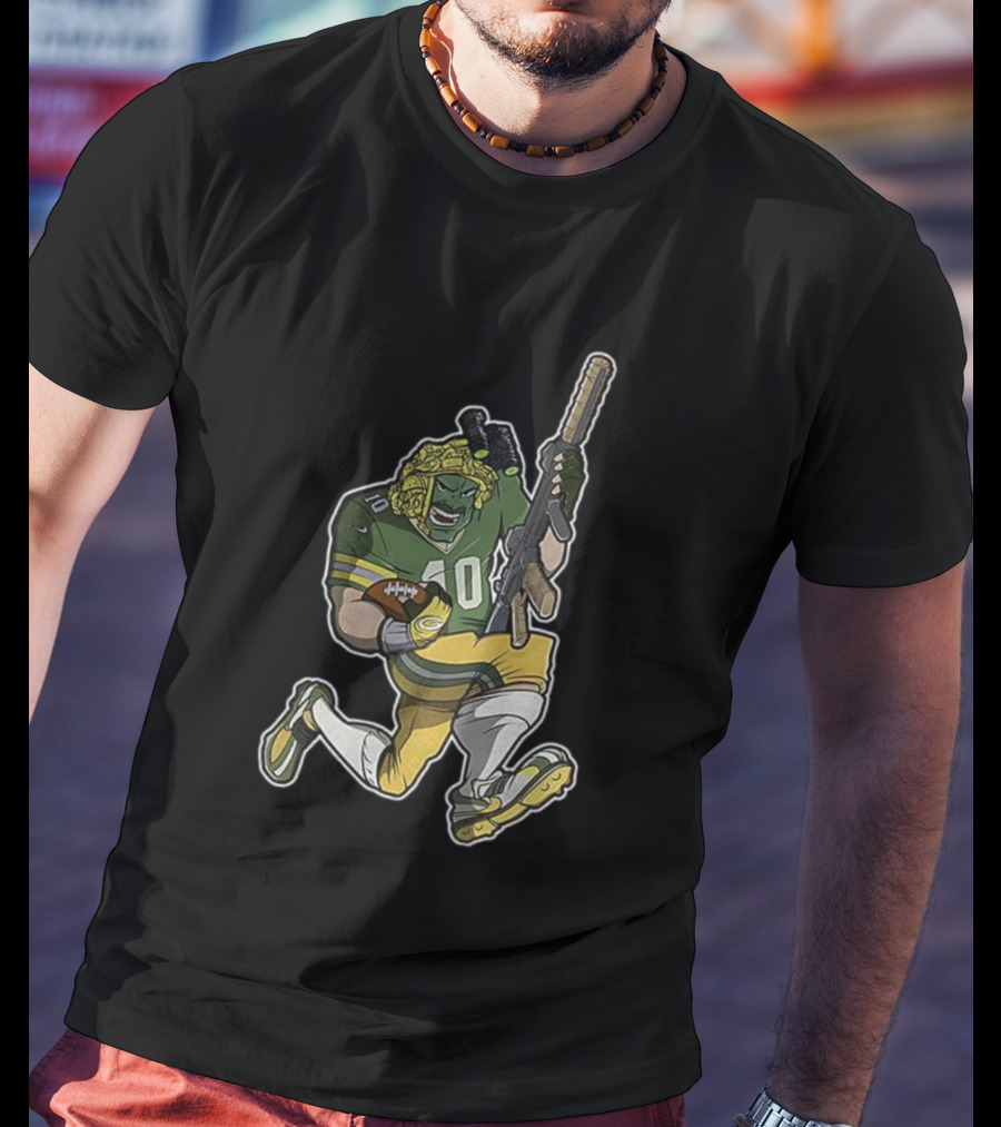 Jordan Love Green Bay Packers Football Soldier Armed Kneeling Illustration T-Shirt