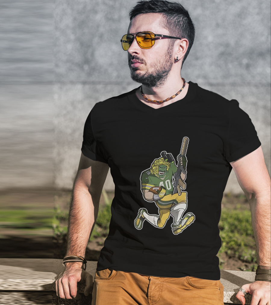 Jordan Love Green Bay Packers Football Soldier Armed Kneeling Illustration T-Shirt