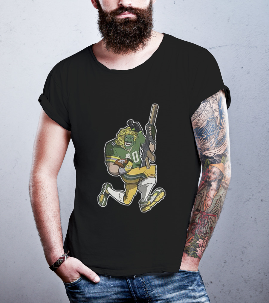 Jordan Love Green Bay Packers Football Soldier Armed Kneeling Illustration T-Shirt
