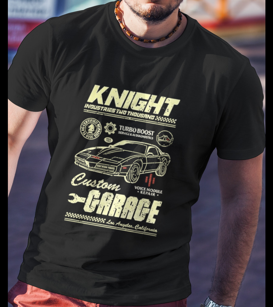 Knight Industries Turbo Boost Custom Garage Vintage Los Angeles California T-Shirt