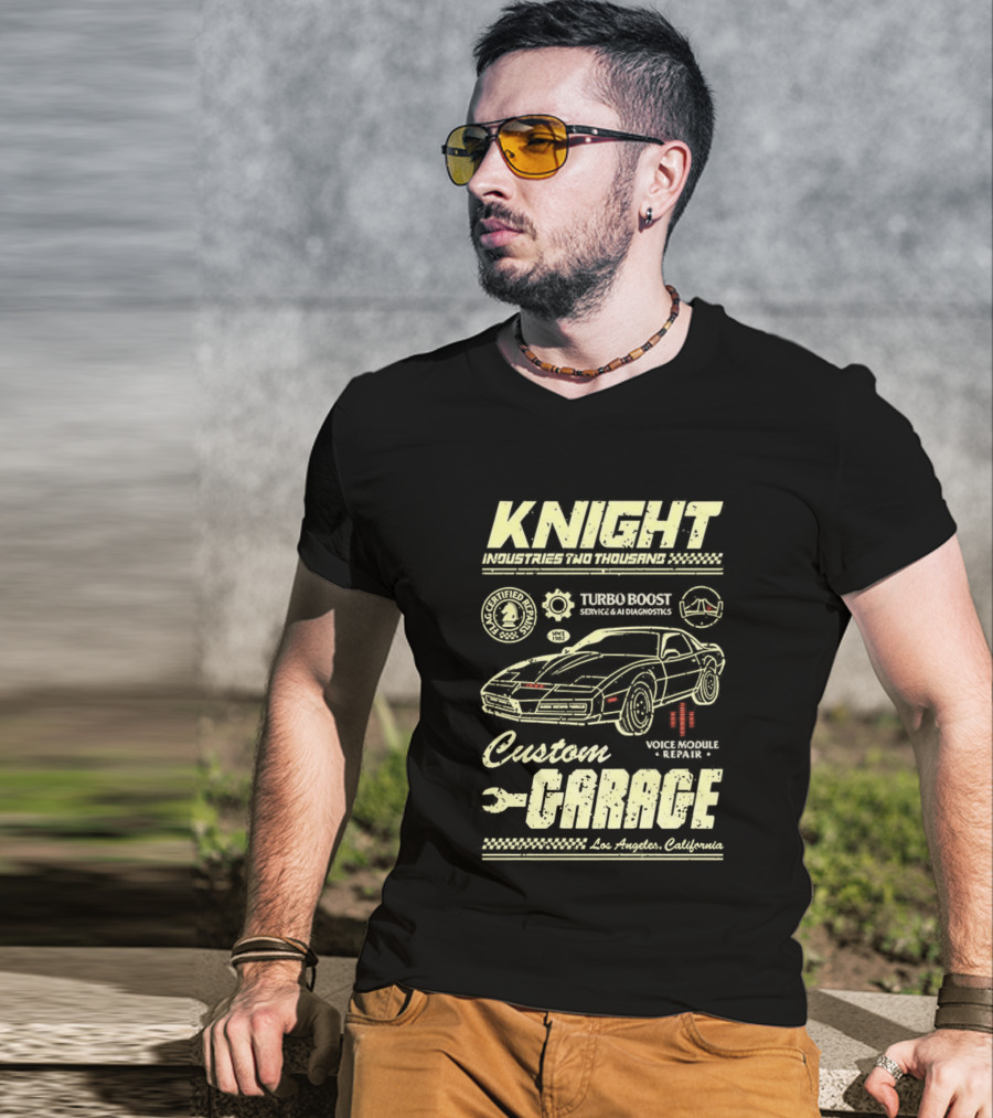 Knight Industries Turbo Boost Custom Garage Vintage Los Angeles California T-Shirt