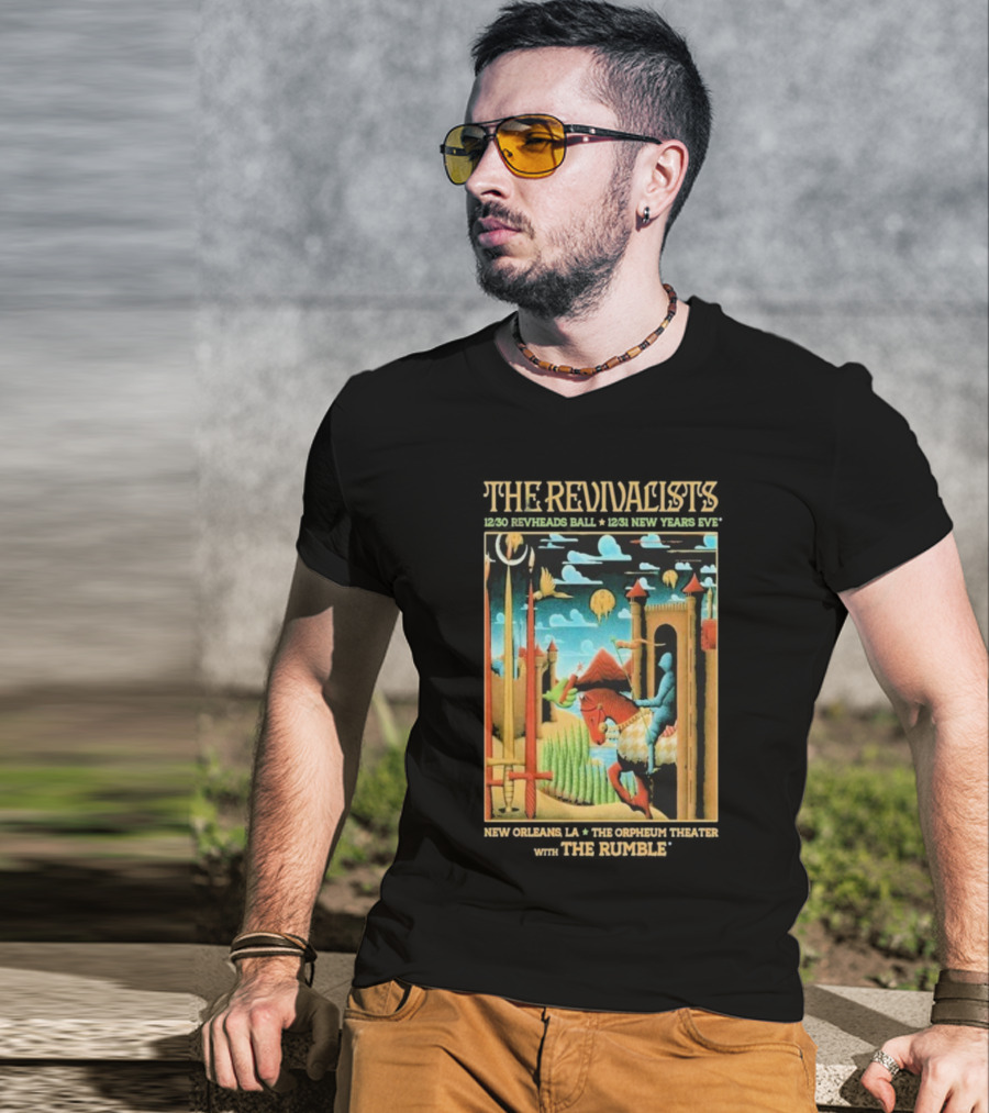 The Revivalists New Orleans Dec 30-31 2025 Orpheum Theater Artwork Medieval Knight Horse Fantasy Landscape T-Shirt