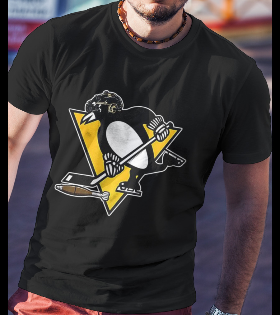 Pittsburgh Penguins Hockey Soldier Mascot Football Rocket T-Shirt