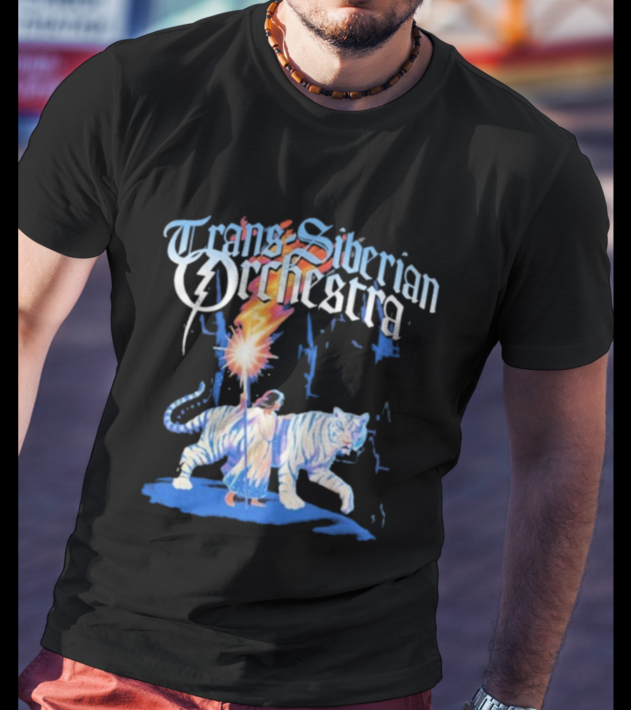 Trans-Siberian Orchestra Fire Torch With Child And White Tiger T-Shirt