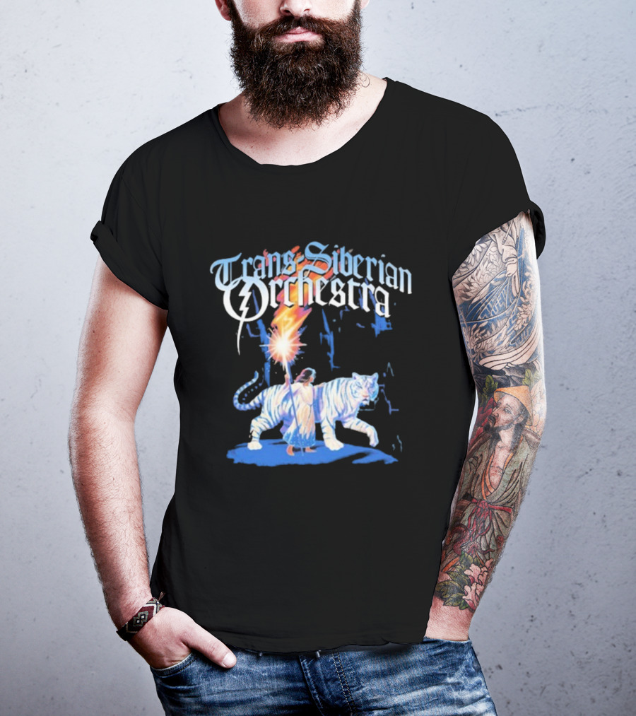 Trans-Siberian Orchestra Fire Torch With Child And White Tiger T-Shirt