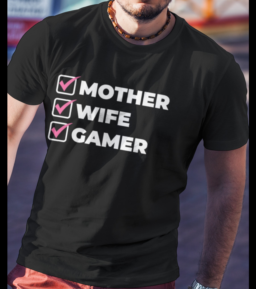 AmandaDGR Mother Wife Gamer Checklist T-Shirt