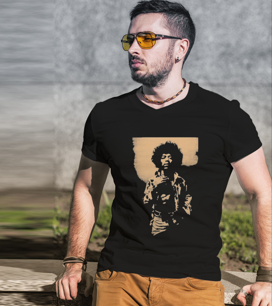 Bob Marley Jimi Hendrix Sepia 70s Vintage Style T-Shirt