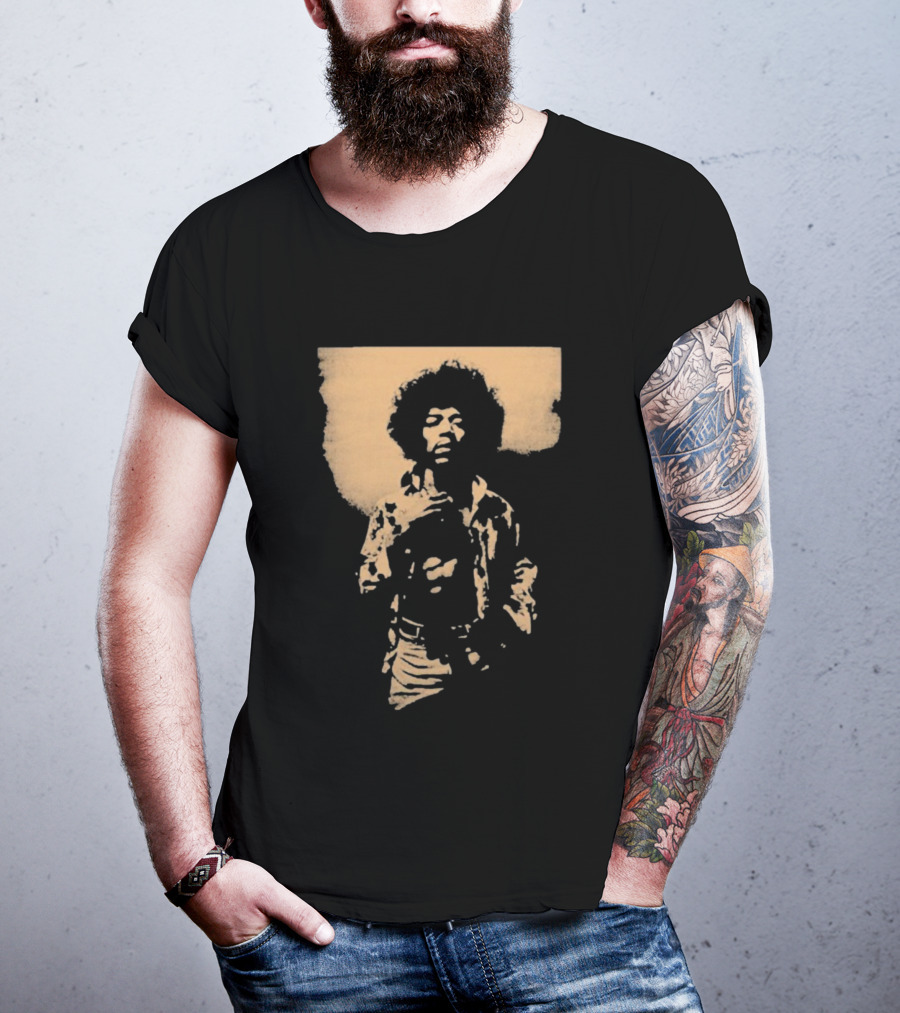 Bob Marley Jimi Hendrix Sepia 70s Vintage Style T-Shirt