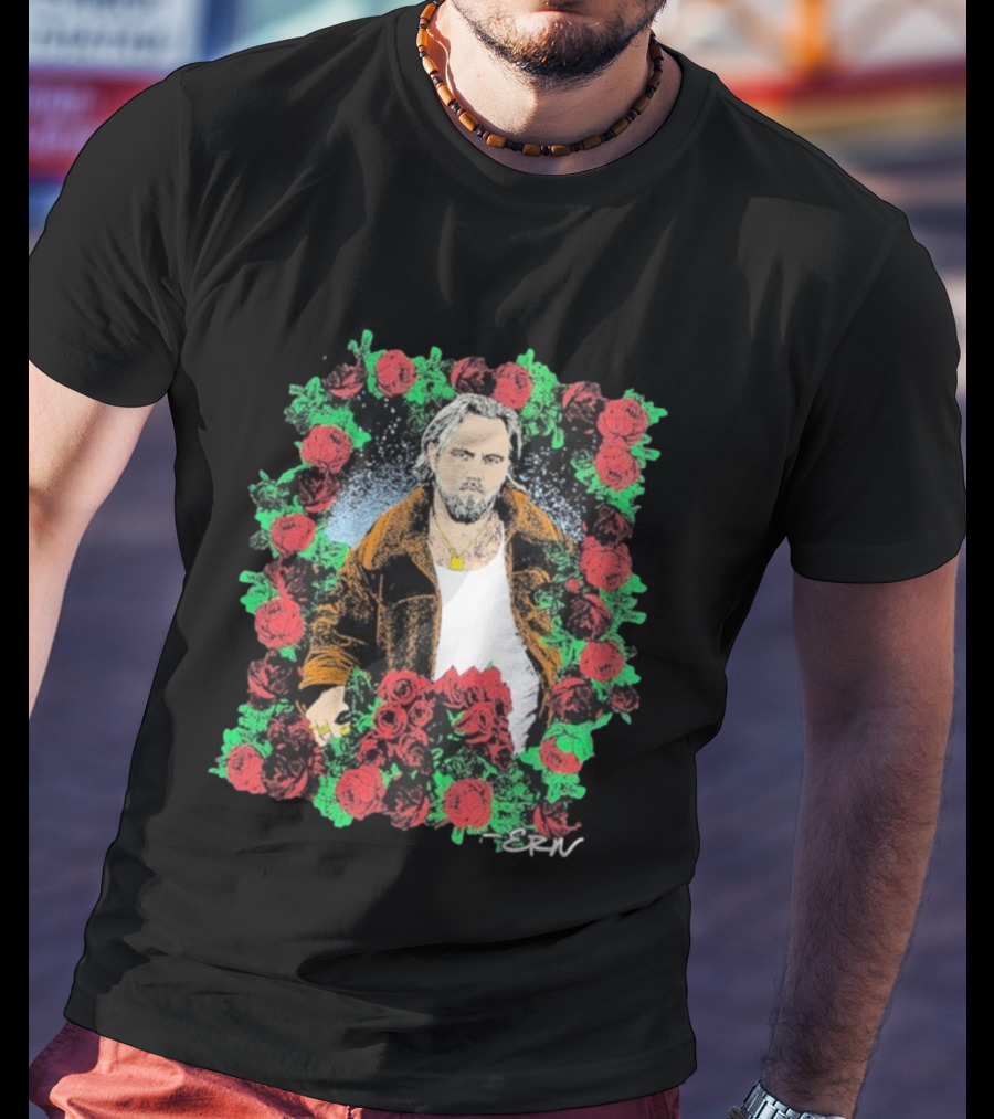 Ernest Photo Flowers Illustration Roses Portrait With ERN Signature T-Shirt