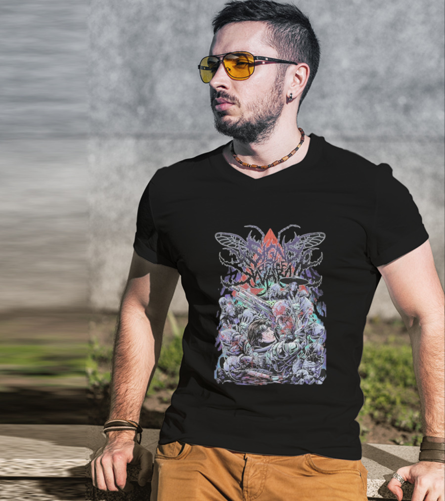 Signs Of The Swarm Apex Alien Invasion Warriors Battle Scene T-Shirt