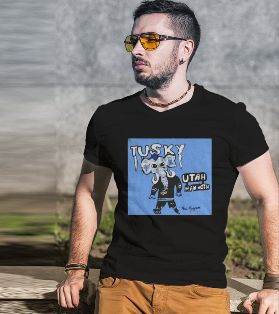Tusky Utah Mammoth NHL Hockey Mascot 2025 Blue T-Shirt