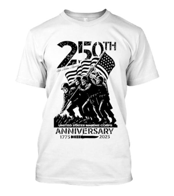 250th USMC Anniversary Flag Raising 1775-2025 United States Marine Corps WWII Emblem T-Shirt