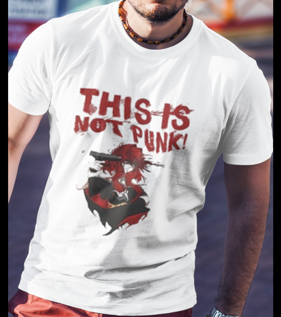 This Is Not Punk Red-Haired Character With Gun T-Shirt