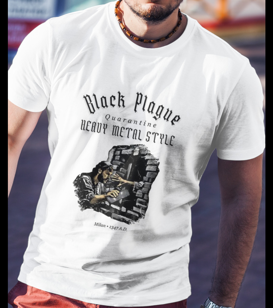 Black Plague Quarantine Milan 1347 AD Heavy Metal Style T-Shirt