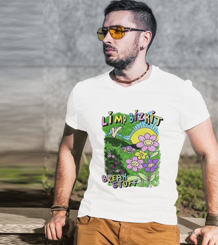 Limp Bizkit Break Stuff Flower Sun Tree Hand Drawn Paintings T-Shirt