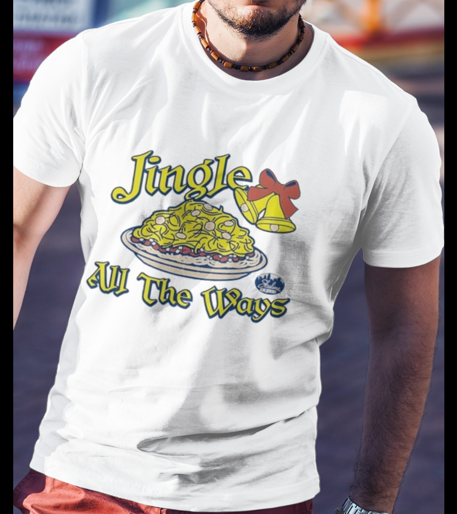 Jingle All The Ways Yellow Bells Spaghetti Plate Skyline T-Shirt