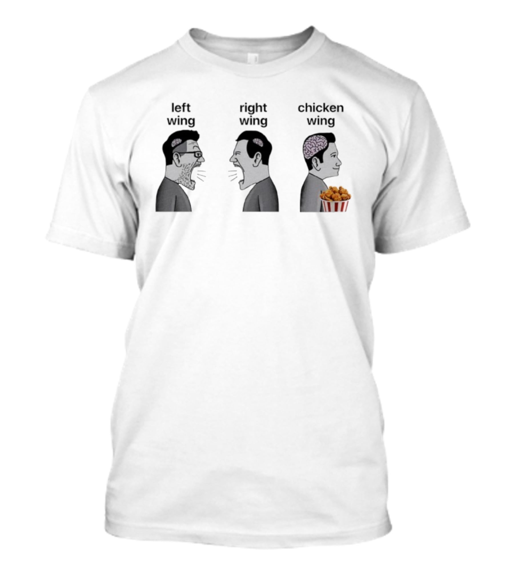 Left Wing Right Wing Chicken Wing Funny Meme Trio T-Shirt