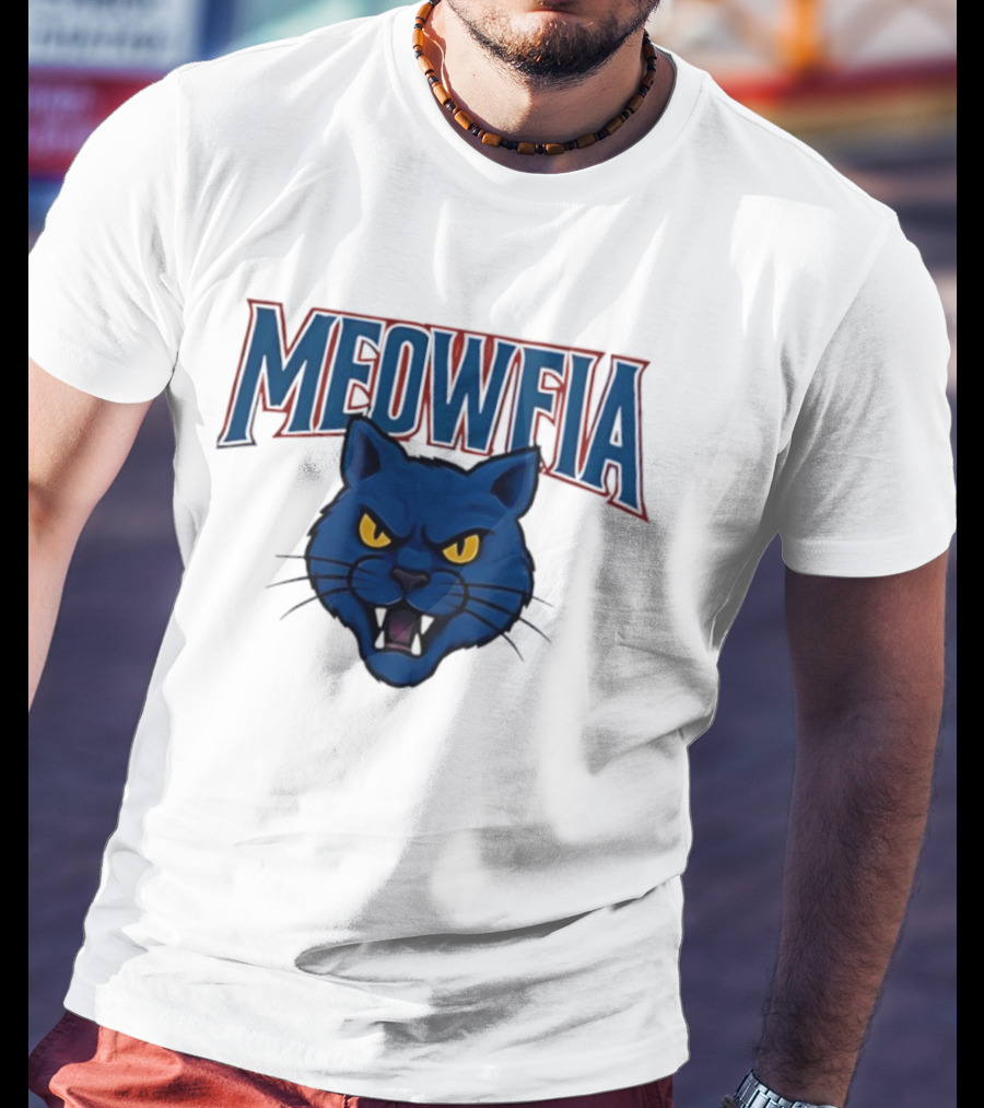 Meowfia Buffalo Bills Big Head Cat Parody T-Shirt