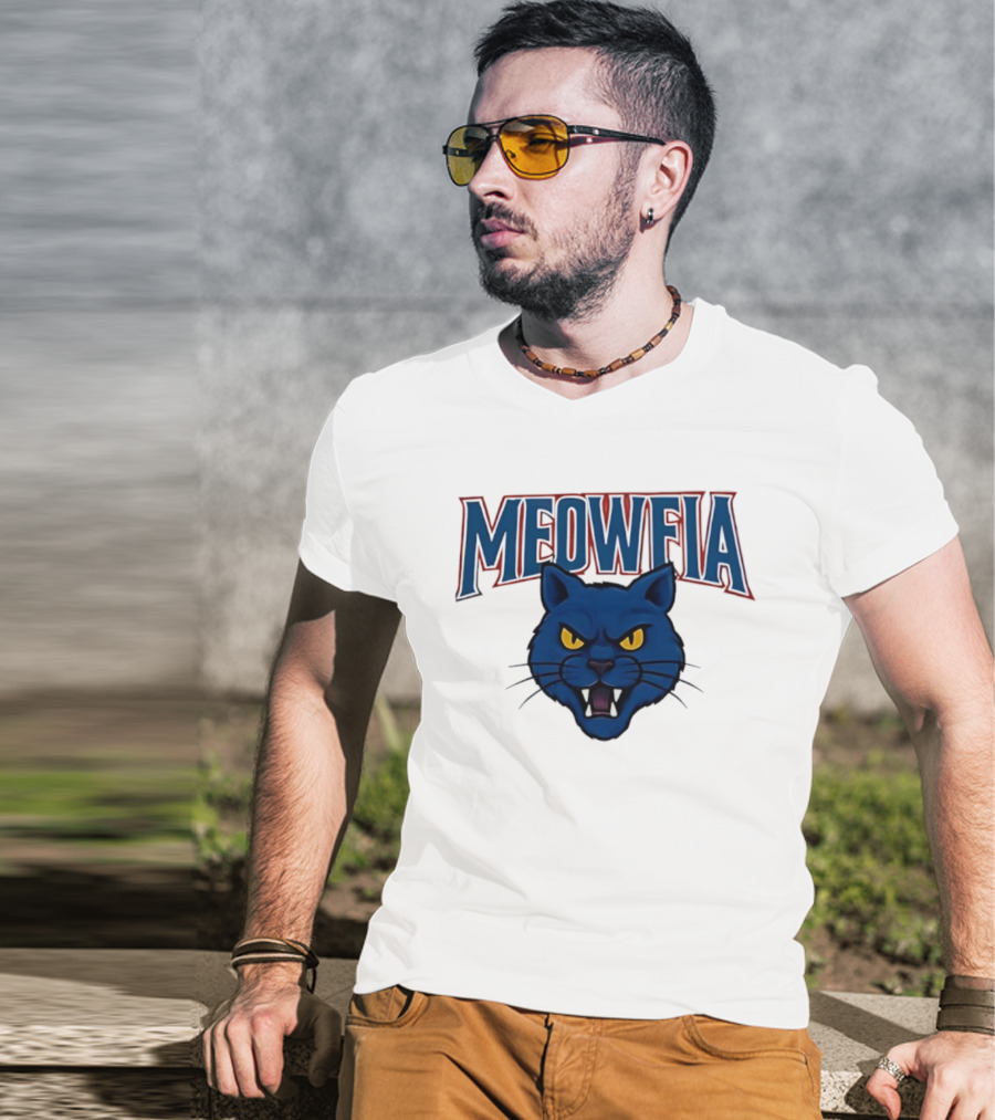 Meowfia Buffalo Bills Big Head Cat Parody T-Shirt