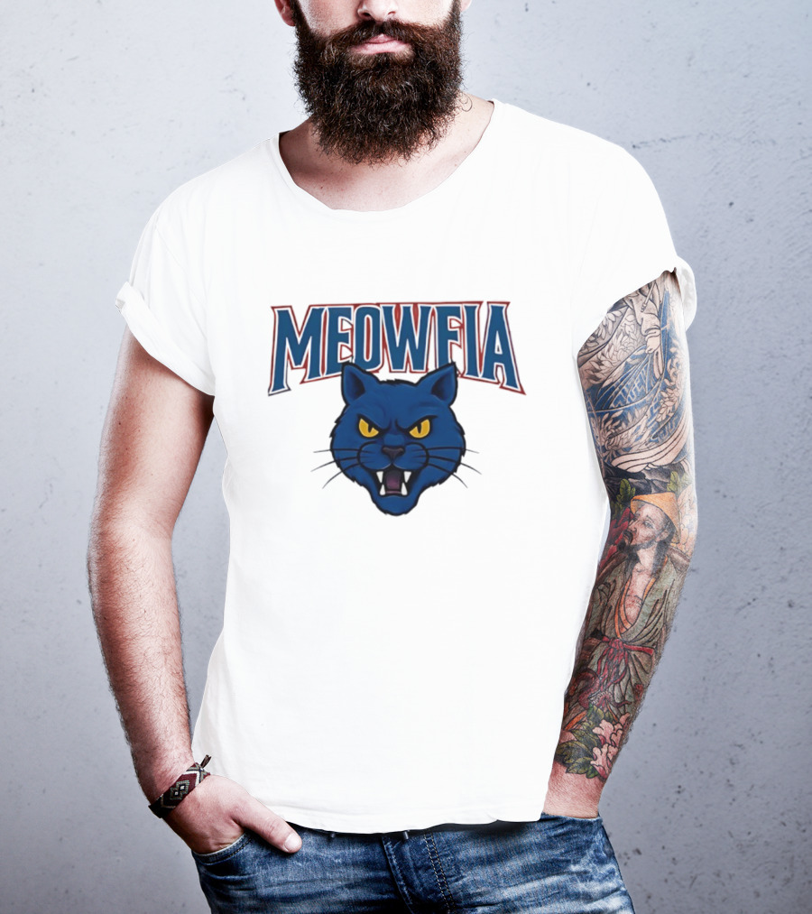Meowfia Buffalo Bills Big Head Cat Parody T-Shirt