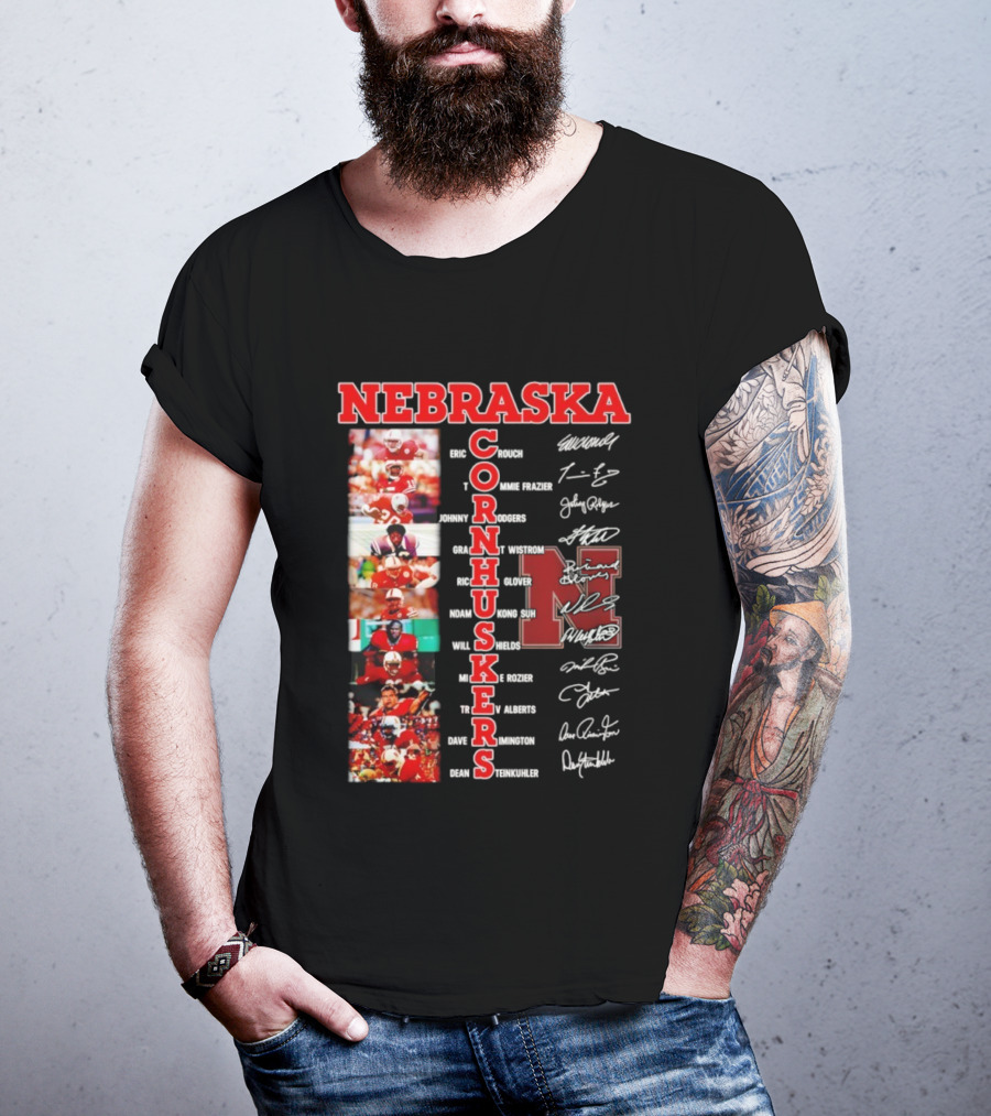 Nebraska Cornhuskers Blackshirts Legends With Signatures And Players T-Shirt