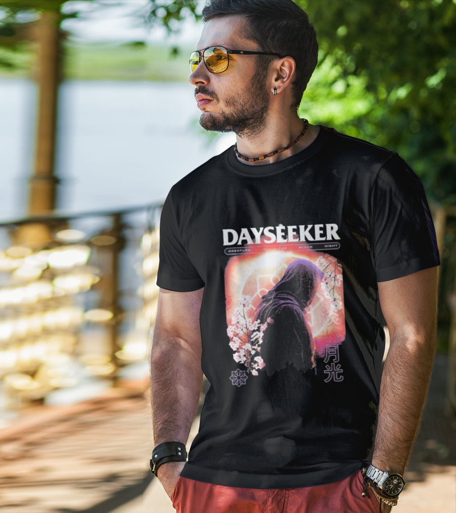 Dayseeker Creature Black Night Cherry Blossom Aesthetic T-Shirt