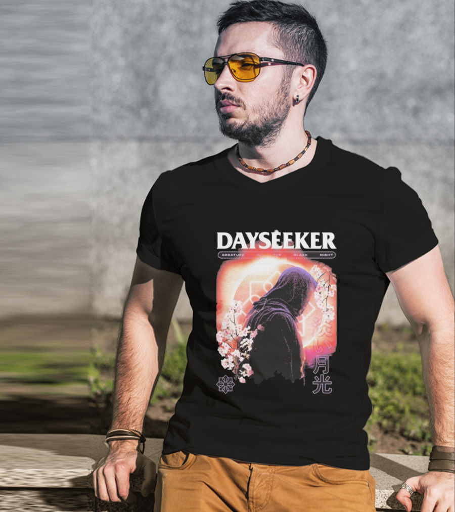 Dayseeker Creature Black Night Cherry Blossom Aesthetic T-Shirt
