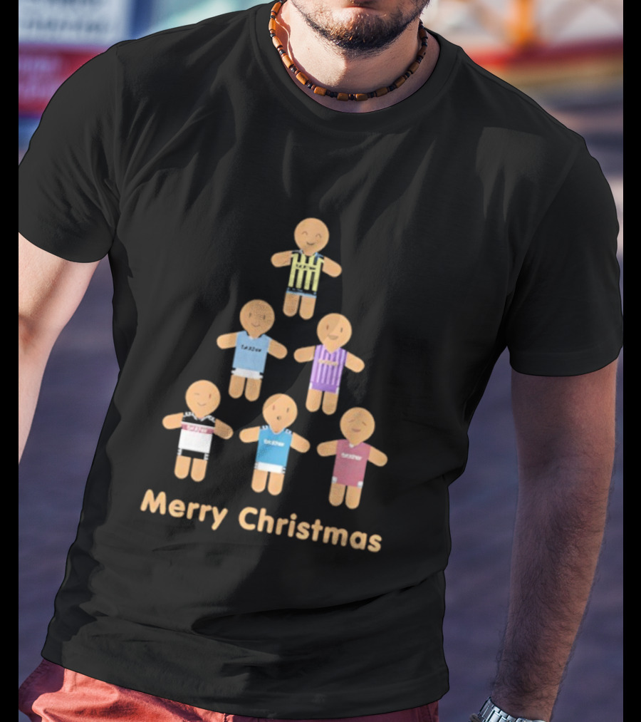 Gingerbread Soccer Players Merry Christmas Holiday Sports Theme T-Shirt
