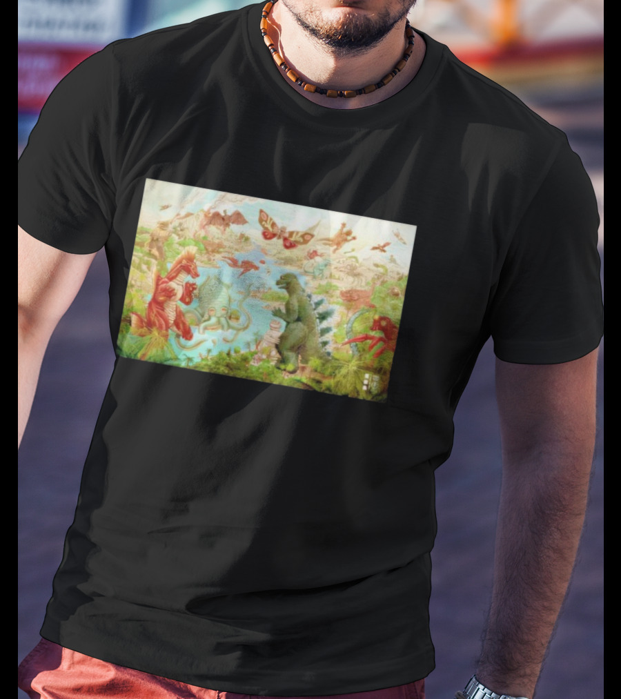 Godzilla Monster Island Showdown With Iconic Kaiju In Vintage Style T-Shirt