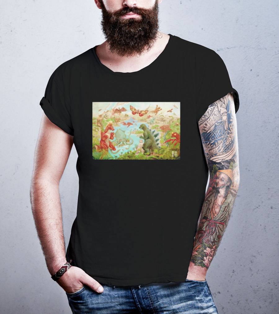 Godzilla Monster Island Showdown With Iconic Kaiju In Vintage Style T-Shirt