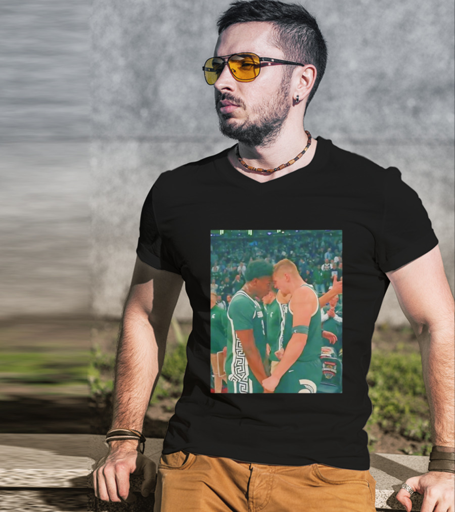 Michigan State Spartans Basketball Forehead To Forehead Team Unity T-Shirt