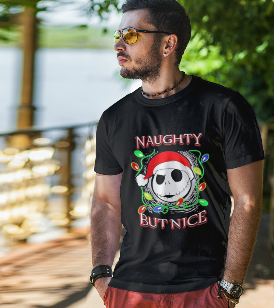 Naughty But Nice Jack Skellington The Nightmare Before Christmas Holiday Lights T-Shirt